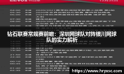 钻石联赛常规赛前瞻：深圳网球队对阵银川网球队的实力解析
